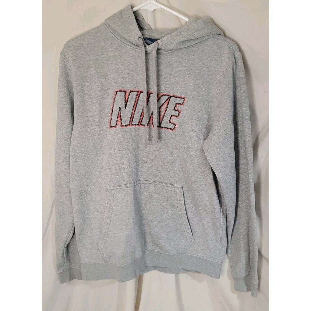 Nike Hoodie Womens Small Gray Embroidered Spellout Pullover Fleece Sweatshirt